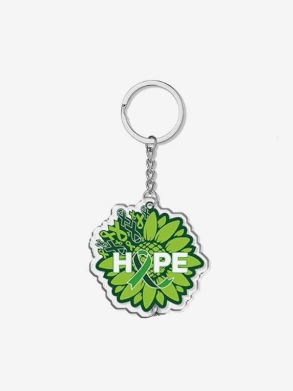 Mental Hearth Awareness HOPE Green Flower Keychain with Green Bag